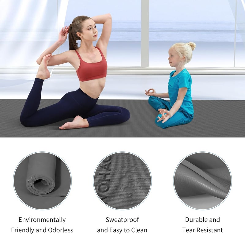 wohao Extra Wide & Thick 8mm Yoga Mat, 72"x31.5" Large Non Slip Exercise Mat, Premium POE Material for Superior Cushioning & Stability, with Strap for Home Gym, Pilates - Image 4